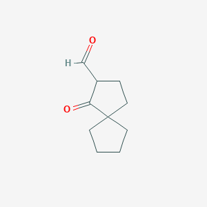 molecular formula C10H14O2 B13071369 1-Oxospiro[4.4]nonane-2-carbaldehyde 