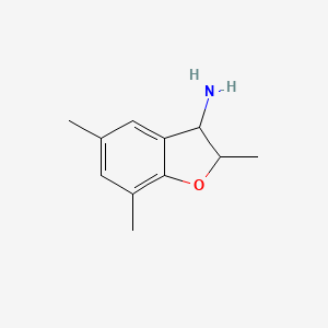 molecular formula C11H15NO B13071423 2,5,7-Trimethyl-2,3-dihydro-1-benzofuran-3-amine CAS No. 1248090-43-8