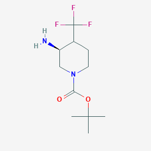 molecular formula C11H19F3N2O2 B13071429 tert-Butyl(3S)-3-amino-4-(trifluoromethyl)piperidine-1-carboxylate 