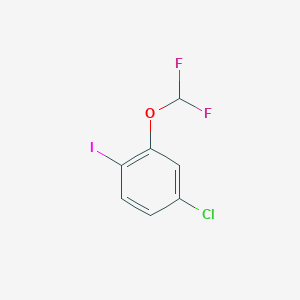 molecular formula C7H4ClF2IO B13071435 4-Chloro-2-(difluoromethoxy)-1-iodobenzene 