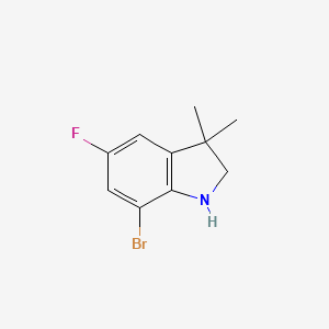 molecular formula C10H11BrFN B13071437 7-bromo-5-fluoro-3,3-dimethyl-2,3-dihydro-1H-indole 