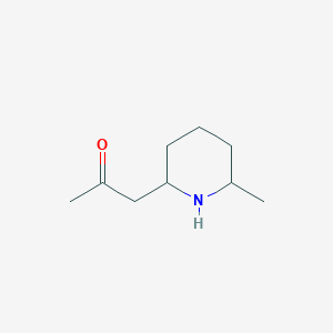 molecular formula C9H17NO B13071471 1-(6-Methyl-2-piperidyl)propan-2-one 