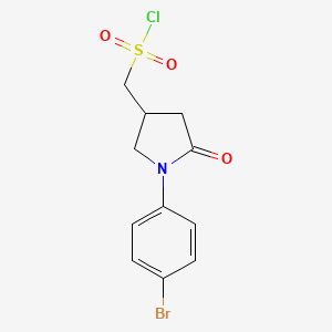 molecular formula C11H11BrClNO3S B13071477 [1-(4-Bromophenyl)-5-oxopyrrolidin-3-yl]methanesulfonyl chloride 