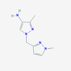 molecular formula C9H13N5 B13071488 3-Methyl-1-((1-methyl-1h-pyrazol-3-yl)methyl)-1h-pyrazol-4-amine 