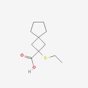 molecular formula C11H18O2S B13071498 2-(Ethylsulfanyl)spiro[3.4]octane-2-carboxylic acid 