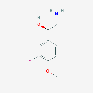 molecular formula C9H12FNO2 B13071507 (1R)-2-amino-1-(3-fluoro-4-methoxyphenyl)ethan-1-ol 