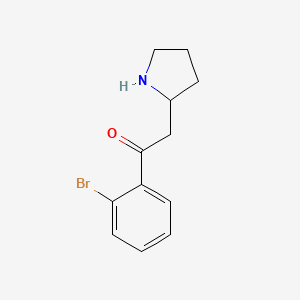 molecular formula C12H14BrNO B13071515 1-(2-Bromophenyl)-2-(pyrrolidin-2-YL)ethan-1-one 