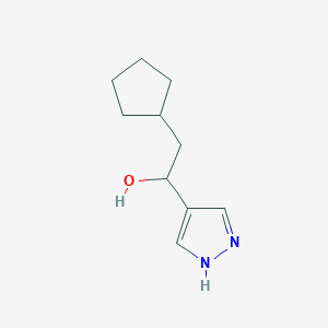 molecular formula C10H16N2O B13071539 2-Cyclopentyl-1-(1H-pyrazol-4-yl)ethan-1-ol 