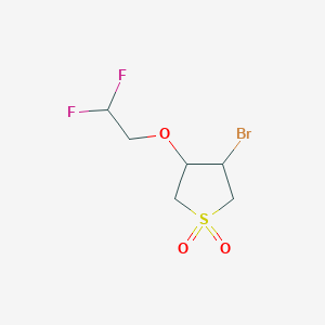 molecular formula C6H9BrF2O3S B13071559 3-Bromo-4-(2,2-difluoroethoxy)tetrahydrothiophene 1,1-dioxide 