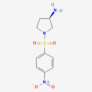 molecular formula C10H13N3O4S B13071569 (3R)-1-(4-Nitrobenzenesulfonyl)pyrrolidin-3-amine 