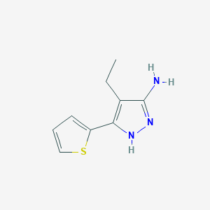 molecular formula C9H11N3S B13071571 4-Ethyl-3-(thiophen-2-YL)-1H-pyrazol-5-amine 