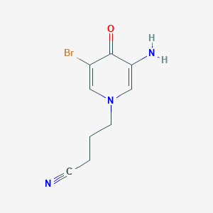 molecular formula C9H10BrN3O B13071586 4-(3-Amino-5-bromo-4-oxo-1,4-dihydropyridin-1-YL)butanenitrile 