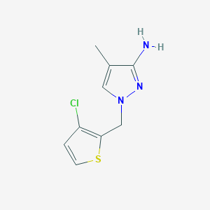 molecular formula C9H10ClN3S B13071745 1-[(3-Chlorothiophen-2-yl)methyl]-4-methyl-1H-pyrazol-3-amine 