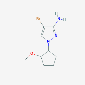 molecular formula C9H14BrN3O B13071811 4-Bromo-1-(2-methoxycyclopentyl)-1H-pyrazol-3-amine 