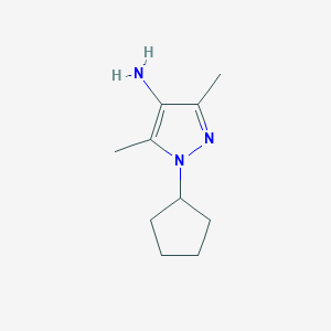 molecular formula C10H17N3 B13071846 1-Cyclopentyl-3,5-dimethyl-1H-pyrazol-4-amine 