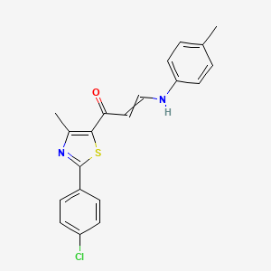 molecular formula C20H17ClN2OS B1307187 (E)-1-[2-(4-chlorophenyl)-4-methyl-1,3-thiazol-5-yl]-3-(4-toluidino)-2-propen-1-one 