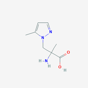 molecular formula C8H13N3O2 B13071919 2-amino-2-methyl-3-(5-methyl-1H-pyrazol-1-yl)propanoic acid 