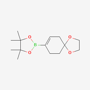 molecular formula C14H23BO4 B1307196 4,4,5,5-Tetramethyl-2-(1,4-dioxaspiro[4.5]dec-7-en-8-yl)-1,3,2-dioxaborolane CAS No. 680596-79-6