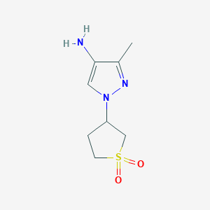 molecular formula C8H13N3O2S B13071971 3-(4-Amino-3-methyl-1H-pyrazol-1-yl)-1lambda6-thiolane-1,1-dione 