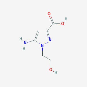 molecular formula C6H9N3O3 B13071973 5-Amino-1-(2-hydroxyethyl)-1H-pyrazole-3-carboxylic acid 