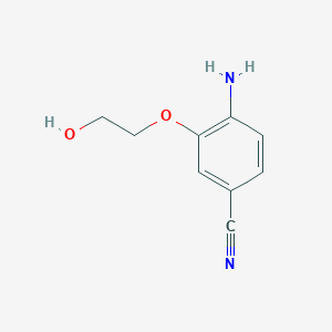 molecular formula C9H10N2O2 B13072027 4-Amino-3-(2-hydroxyethoxy)benzonitrile 