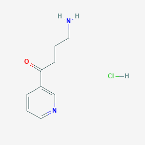 molecular formula C9H13ClN2O B13072041 4-Amino-1-pyridin-3-yl-butan-1-one hydrochloride 