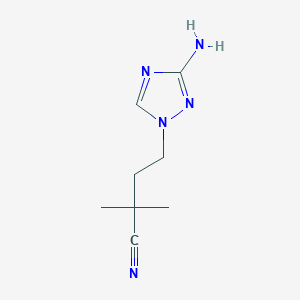 molecular formula C8H13N5 B13072135 4-(3-amino-1H-1,2,4-triazol-1-yl)-2,2-dimethylbutanenitrile 