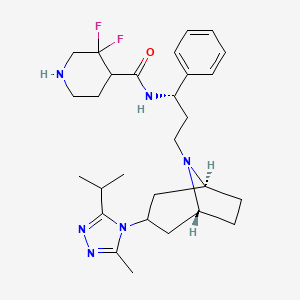 molecular formula C28H40F2N6O B13072164 3,3-Difluoro-N-[(1S)-3-[(3-exo)-3-[3-methyl-5-(1-methylethyl)-4H-1,2,4-triazol-4-yl]-8-azabicyclo[3.2.1]oct-8-yl]-1-phenylpropyl]-4-piperidinecarboxamide 