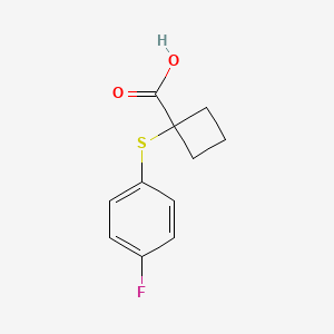 molecular formula C11H11FO2S B13072175 1-((4-Fluorophenyl)thio)cyclobutane-1-carboxylic acid 