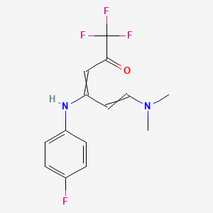 molecular formula C14H14F4N2O B1307223 (3E,5E)-6-(dimethylamino)-1,1,1-trifluoro-4-(4-fluoroanilino)-3,5-hexadien-2-one 