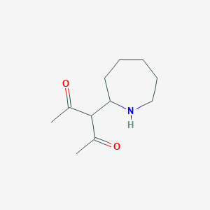 molecular formula C11H19NO2 B13072279 3-(Azepan-2-YL)pentane-2,4-dione 