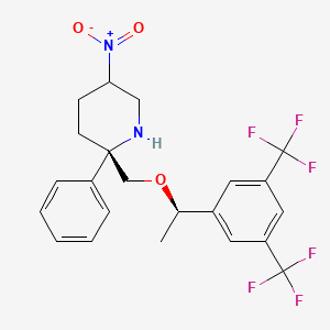 molecular formula C22H22F6N2O3 B13072291 (2S)-2-{[(1R)-1-[3,5-bis(trifluoromethyl)phenyl]ethoxy]methyl}-5-nitro-2-phenylpiperidine CAS No. 1065272-03-8