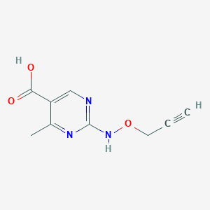 molecular formula C9H9N3O3 B13072329 4-Methyl-2-[(prop-2-yn-1-yloxy)amino]pyrimidine-5-carboxylic acid 