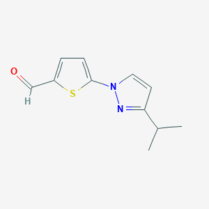 molecular formula C11H12N2OS B13072352 5-[3-(Propan-2-YL)-1H-pyrazol-1-YL]thiophene-2-carbaldehyde 