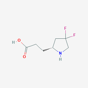 molecular formula C7H11F2NO2 B13072383 (R)-3-(4,4-Difluoropyrrolidin-2-yl)propanoic acid 