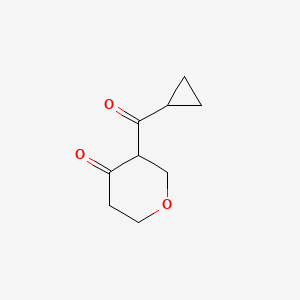 molecular formula C9H12O3 B13072407 3-Cyclopropanecarbonyloxan-4-one 