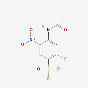 molecular formula C8H6ClFN2O5S B13072422 4-Acetamido-2-fluoro-5-nitrobenzene-1-sulfonyl chloride 