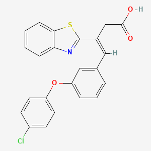 molecular formula C23H16ClNO3S B13072450 3-(1,3-Benzothiazol-2-yl)-4-[3-(4-chlorophenoxy)phenyl]but-3-enoic acid 