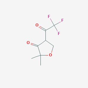 molecular formula C8H9F3O3 B13072496 2,2-Dimethyl-4-(trifluoroacetyl)oxolan-3-one 