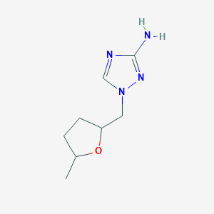 molecular formula C8H14N4O B13072548 1-[(5-Methyloxolan-2-yl)methyl]-1H-1,2,4-triazol-3-amine 