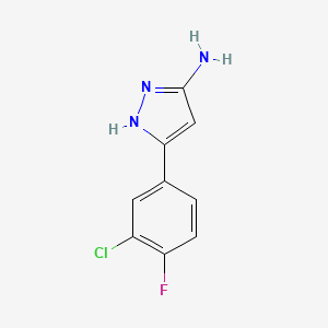 molecular formula C9H7ClFN3 B13072574 3-(3-Chloro-4-fluorophenyl)-1H-pyrazol-5-amine 