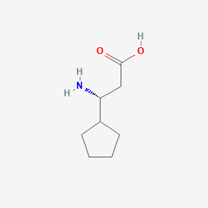 molecular formula C8H15NO2 B13072590 (3R)-3-Amino-3-cyclopentylpropanoic acid 