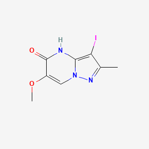 molecular formula C8H8IN3O2 B13072626 3-Iodo-6-methoxy-2-methyl-4H,5H-pyrazolo[1,5-a]pyrimidin-5-one 