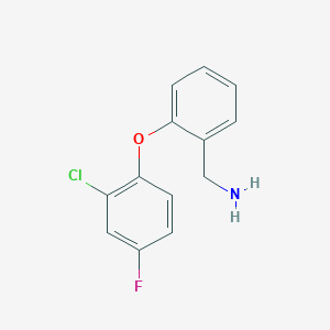 molecular formula C13H11ClFNO B13072641 (2-(2-Chloro-4-fluorophenoxy)phenyl)methanamine 