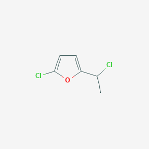 molecular formula C6H6Cl2O B13072651 2-Chloro-5-(1-chloroethyl)furan 