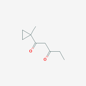 molecular formula C9H14O2 B13072676 1-(1-Methylcyclopropyl)pentane-1,3-dione 