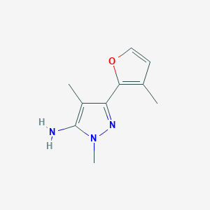 molecular formula C10H13N3O B13072683 1,4-Dimethyl-3-(3-methylfuran-2-YL)-1H-pyrazol-5-amine 