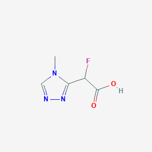 molecular formula C5H6FN3O2 B13072686 2-Fluoro-2-(4-methyl-4H-1,2,4-triazol-3-yl)acetic acid 