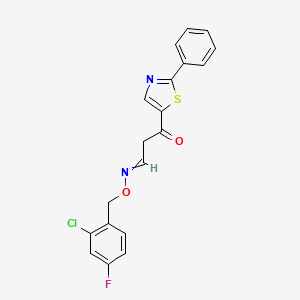 molecular formula C19H14ClFN2O2S B1307280 3-[(2-Chloro-4-fluorophenyl)methoxyimino]-1-(2-phenyl-1,3-thiazol-5-yl)propan-1-one 