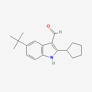 molecular formula C18H23NO B1307282 5-tert-butyl-2-cyclopentyl-1H-indole-3-carbaldehyde CAS No. 590347-39-0